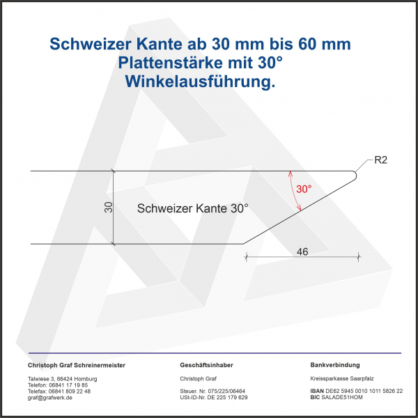 Esche Europäisch mit Braunkern Massivholzplatte 30 mm